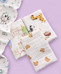 Baby Muslin Cotton Bath Towel Pack Of 4 (50x100cm) - BT1