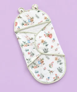 Swaddle Cum Sleeping Bag - Green Boarder with Green Leaf and Rabbit - SBG