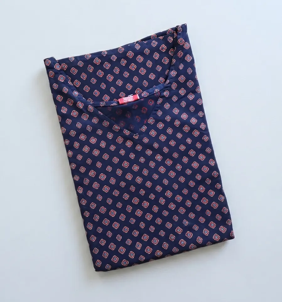 Maternity Feeding A-line Kurthy - Navy Blue Triangle Print - MFK - Image 2