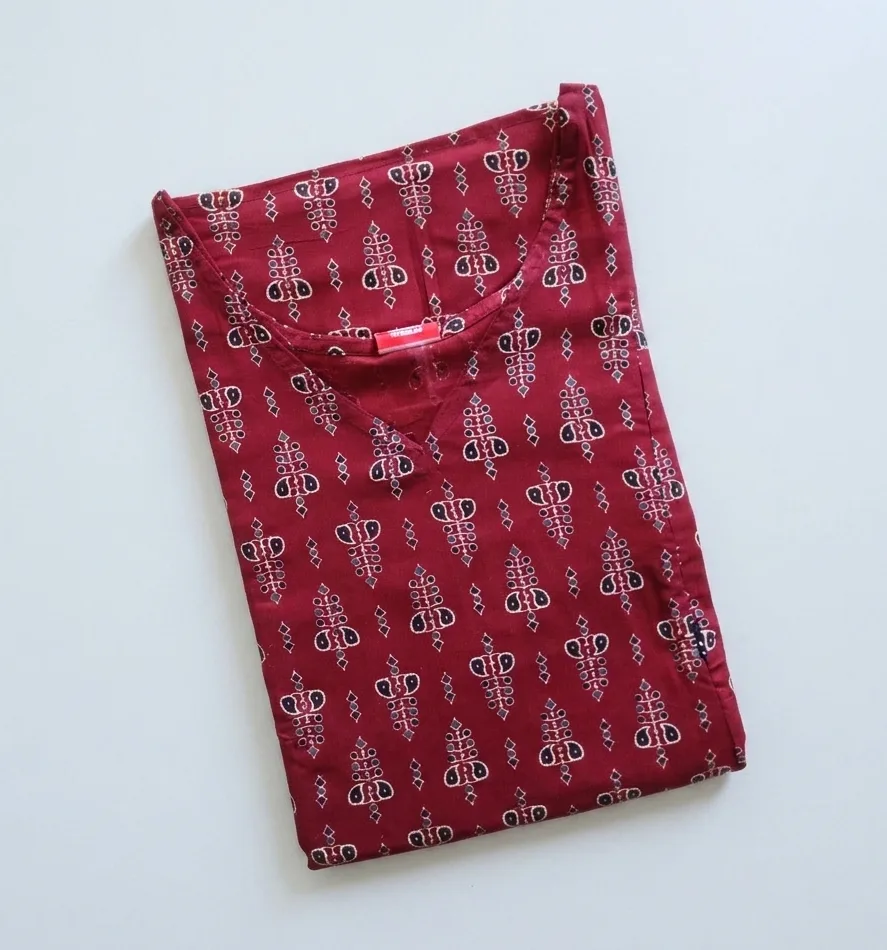 Maternity Feeding A-line Kurthy - Maroon Print - MFK - Image 2