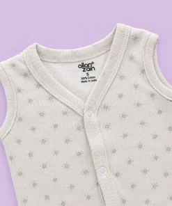 Alternative view of Sleeveless Jhabla Front Button (Pack of 2) - Pink Strip and Beige with Sun - JH1
