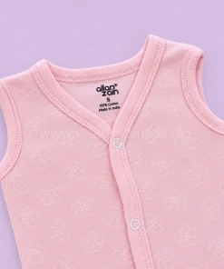 Alternative view of Sleeveless Jhabla Front Button (Pack of 2) - Off White and Pink with White Flower - JH1