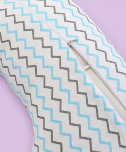 Premium Muslin Cotton Feeding Pillow - Blue and Grey Zigzag - MFPL - Image 2