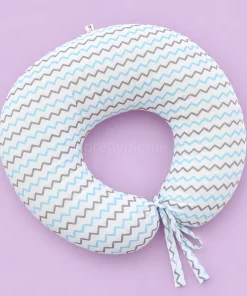 Premium Muslin Cotton Feeding Pillow - Blue and Grey Zigzag - MFPL
