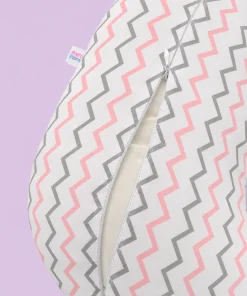 Premium Muslin Cotton Feeding Pillow - Pink and Grey Zigzag - MFPL - Image 2