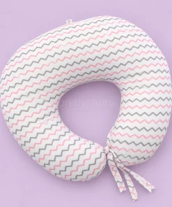 Premium Muslin Cotton Feeding Pillow - Pink and Grey Zigzag - MFPL