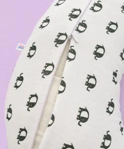 Premium Muslin Cotton Feeding Pillow - White with Elephant Print - MFPL - Image 2