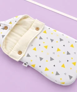 Muslin Cotton Kangaroo Wrapper (70x40cm) - Yellow and Grey Triangle  - KW1