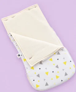 Muslin Cotton Kangaroo Wrapper (70x40cm) - Yellow and Grey Triangle - KW1 - Image 2