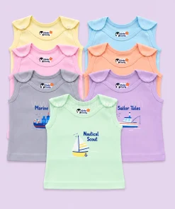 Premium Knitted Cotton Shoulder Button Jhabla(Pack of 7) - JH1 - 0-3M