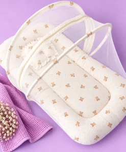 Alternative view of Crinkled Muslin Bedding Set  and Wrapper Combo - Light Cream with Baby Teddy - WB1