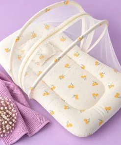Alternative view of Crinkled Muslin Bedding Set  and Wrapper Combo - Light Cream  with Orange Fruit - WB1