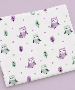 Alternative view of Single-Layer Muslin Swaddle (Set of 4) 100x100cm - Owl , Honey Bee , Crab , Garden Friends Print - SW1