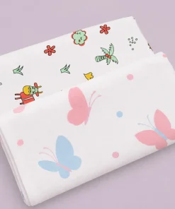 Single-Layer Muslin Swaddle (Set of 2) 100x100cm - Butterflies , Turtle and Donkey - SW1