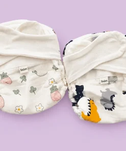 Crinkled Muslin Cloth Diaper Pack of 2 - Off White Strawberry + Dino - CDP1