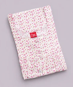 Maternity Feeding Front Open Nighty - Light Magenta Small Flower - MFN