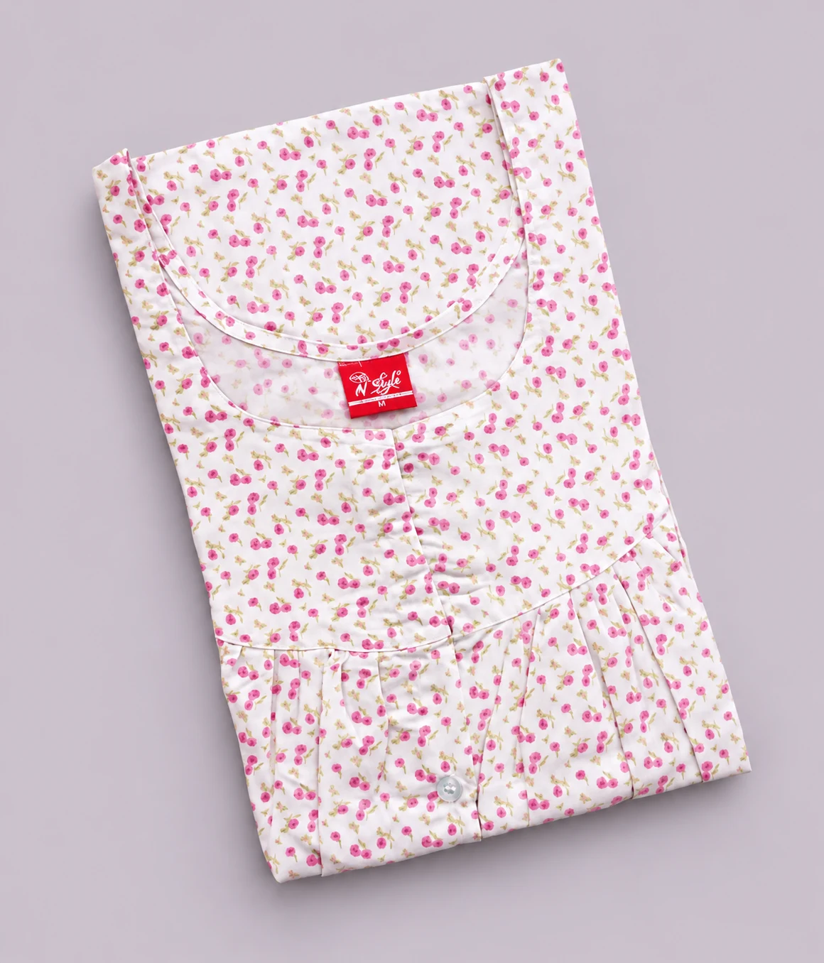 Maternity Feeding Front Open Nighty - Light Magenta Small Flower - MFN