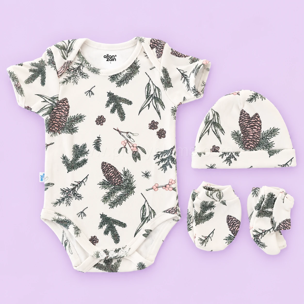 Premium Half-Sleeve Romper and Cap Set Combo Pack of 2 - Whale and Pinecone - AZBS - Image 3