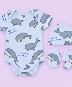 Premium Half-Sleeve Romper and Cap Set Combo Pack of 2 - Whale and Pinecone - AZBS - Image 2