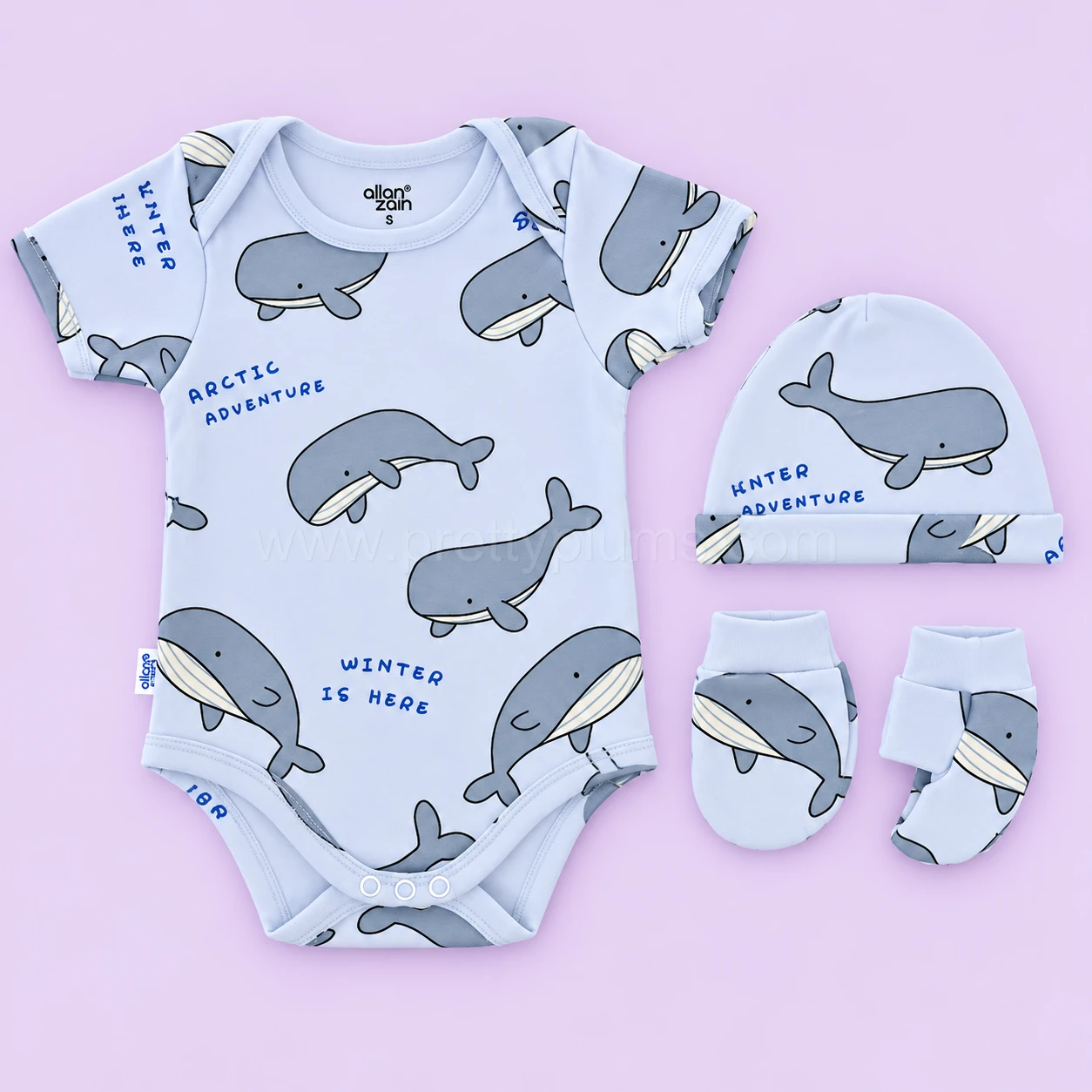 Premium Half-Sleeve Romper and Cap Set Combo Pack of 2 - Whale and Pinecone - AZBS - Image 2