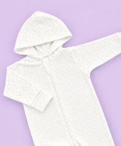 Hooded Sleeping Suit - White with Small Dot - SS1 - Image 2