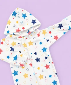 Hooded Sleeping Suit - White with Color Star - SS1 - Image 2