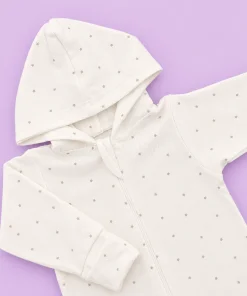 Hooded Sleeping Suit - Off White with Grey Small Star - SS1 - Image 2