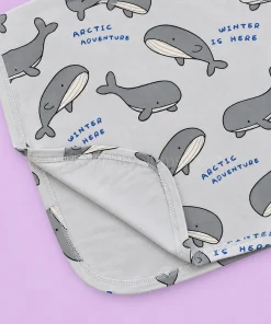 Knitted Cotton Small Hooded Blanket (Pack of 2) - Whale and Elephant - HBL - Image 2