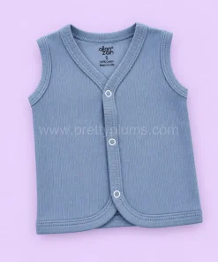 Alternative view of Sleeveless Jhabla Front Button (Pack of 2) - Light Blue Strip and Dark Blue - JH1