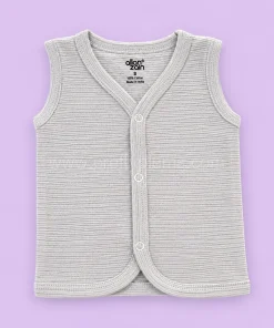 Alternative view of Sleeveless Jhabla Front Button (Pack of 3) - Grey Strip, Off White and Blue with Blue Star - JH1