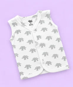 Alternative view of Sleeveless Jhabla Front Button (Pack of 2) - Grey Elephant and Grey Strip - JH1