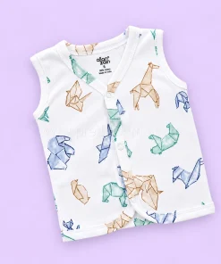 Alternative view of Sleeveless Jhabla Front Button (Pack of 3) - Blue Strip, Beige and Paper Rocket - JH1