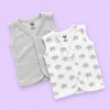 Sleeveless Jhabla Front Button (Pack of 2) - Grey Elephant and Grey Strip - JH1