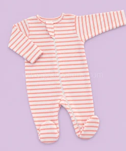 Sleeping Suit - Off White with Pink Stripe - SS1