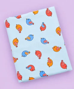 Baby Cotton Hooded Cradle Cloth - Blue with Bird - CC1