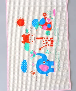 Bath Mat Bubble Sheet - Elephant and Giraffe (Pink Border) - BM1