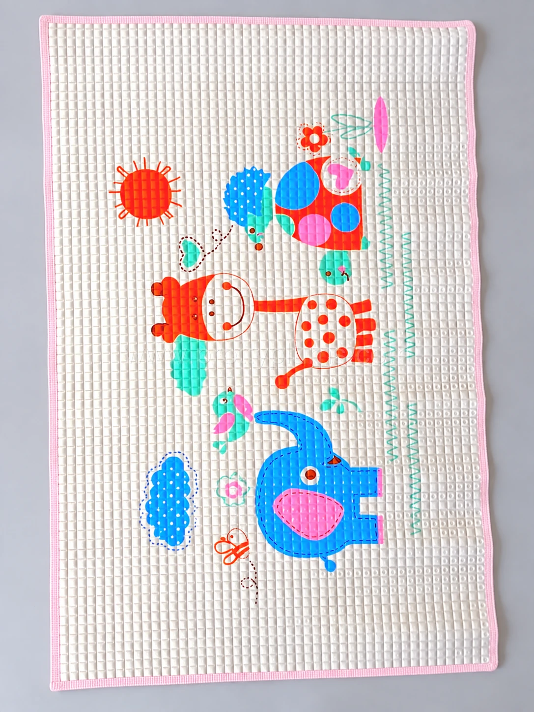 Bath Mat Bubble Sheet - Elephant and Giraffe (Pink Border) - BM1