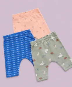Unisex 3-Pack Diaper Pants - Peach Dog Head , Blue White Stripe , Green with Dogs - PT1