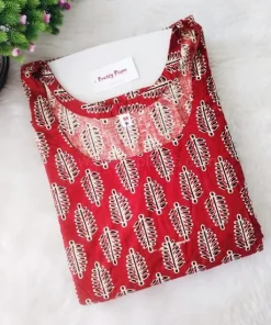 Alternative view of Daily Wear Maternity/ Feeding Dress - DMFK - Red and Cream - Leaf Print