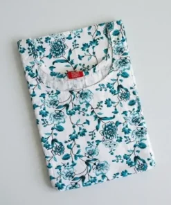 Alternative view of Maternity Feeding A-line Kurthy - White with Green Floral - MFK