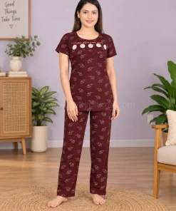 Feeding Night Suit - Maroon - MFD