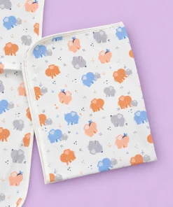Baby Diaper Changing Sheets (75X59cm) - Light Yellow with Color Elephant - DS1