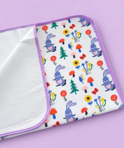 Alternative view of Baby Diaper Changing Sheets (75X59cm) - White with Rabbit and Mushroom - DS1