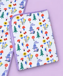 Baby Diaper Changing Sheets (75X59cm) - White with Rabbit and Mushroom - DS1