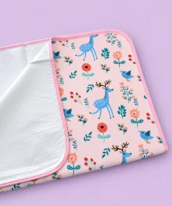 Alternative view of Baby Diaper Changing Sheets (75X59cm) - Pink with Blue Deer and Flowers - DS1