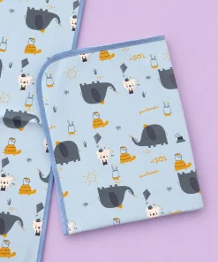 Baby Diaper Changing Sheets (75X59cm) - Blue with Artist Elephant - DS1