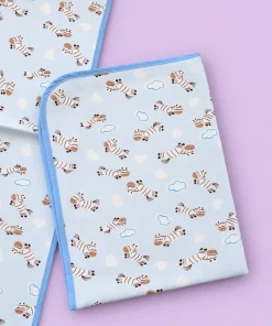 Baby Diaper Changing Sheets (75X59cm) - Blue with Zebra - DS1