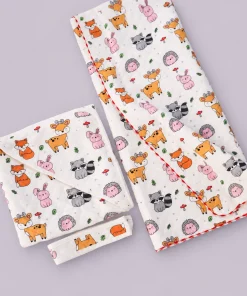 Alternative view of Soft Cotton Hooded Blanket and Non-Hooded Blanket Combo Pack of 2  - Animals - HBL1
