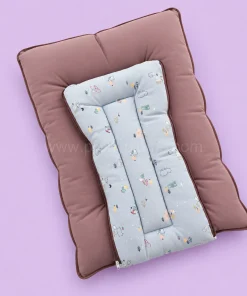 Premium Soft Cotton Kangaroo Wrapper(65x35cm) - Light Blue House, Animal and Snow with Dark Pinkish Grey - KW1 - Image 2