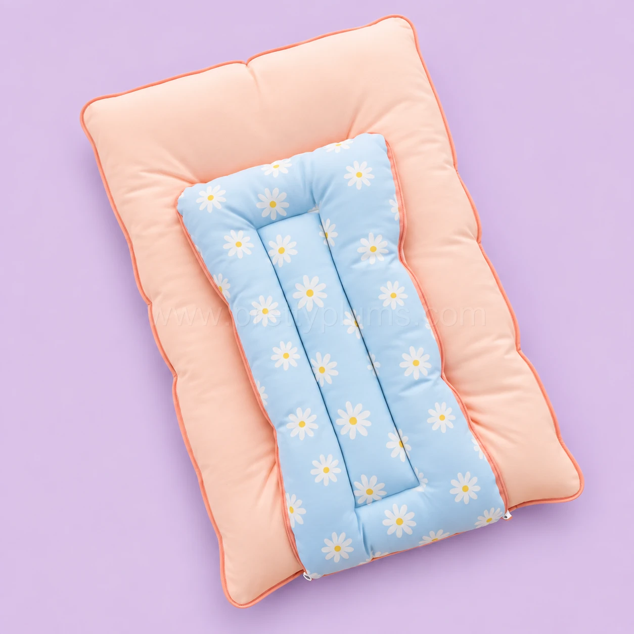 Premium Soft Cotton Kangaroo Wrapper(65x35cm) - Light Blue Floral with Peach - KW1 - Image 2